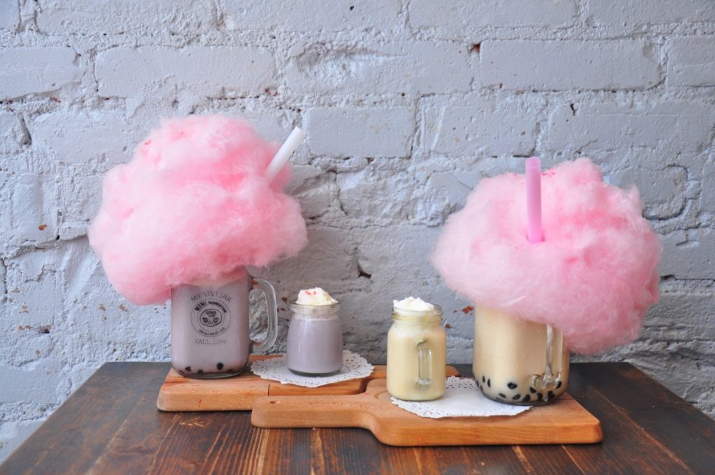 Colorful cotton-candy bubble teas from Vivi Bubble Tea