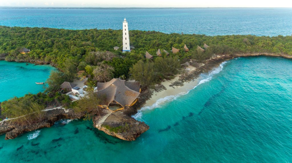 aerial view of the chumbe island coral park, Zanzibar