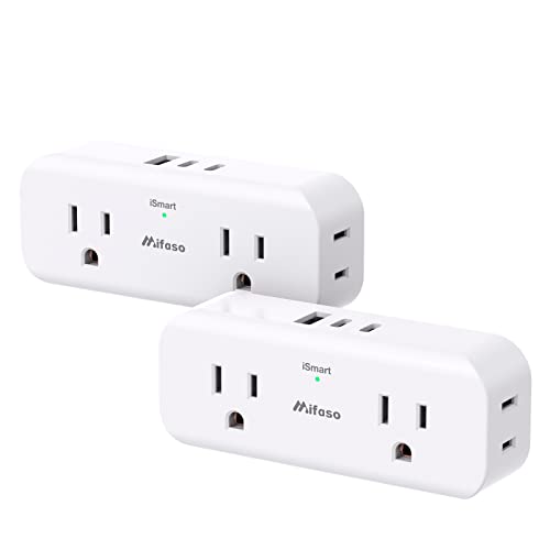 [2-Pack] Outlet Extender Multi Plug Outlet - 4AC Outlet Splitter with 3 USB Ports (2 USB C), USB Wall Charger, Power Strip No Surge Protector Cruise Essentials for Ship and Travel