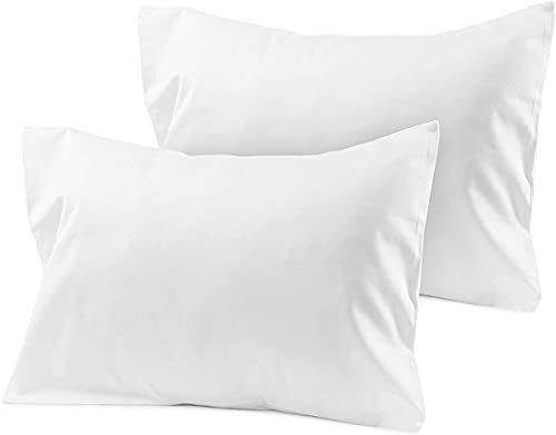 Travel Pillow Case 14x20 Size Set of 2 Zipper Closure - White Solid