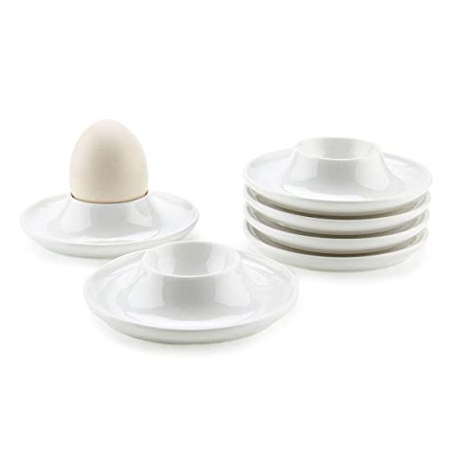 ComSaf Porcelain Egg Cups Plates with Base - Set of 6