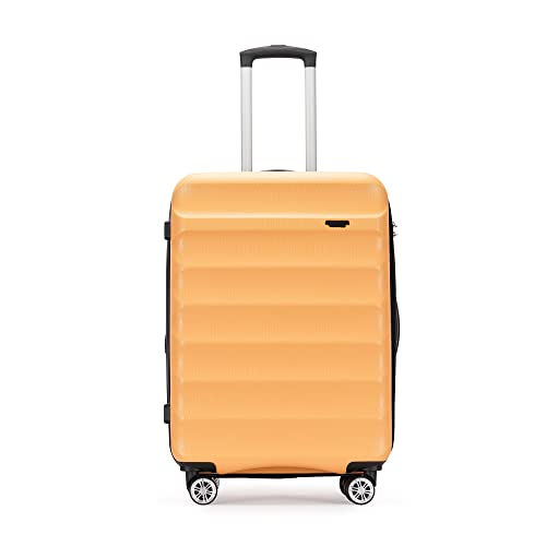 GinzaTravel Anti-scratch Yellow Carry-On Lightweight Spinner Suitcase