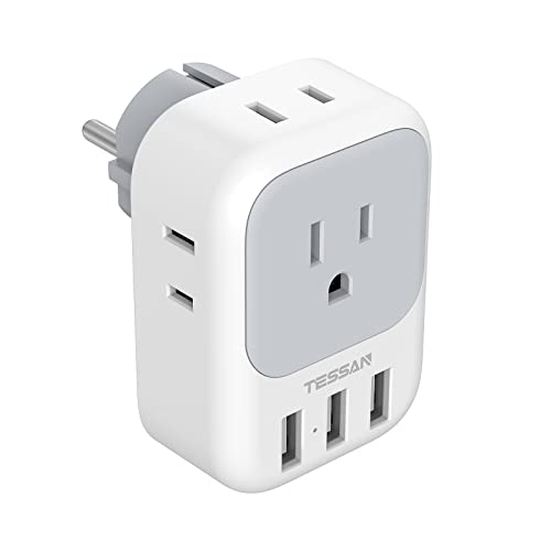 TESSAN Type E F Plug Adapter with Multiple Ports