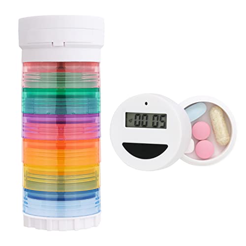 Portable 7 Day Pill Organizer with Timer