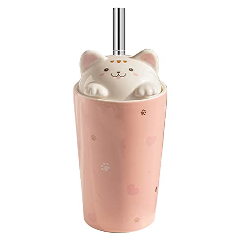 Cute Cat Coffee Mug with Straw