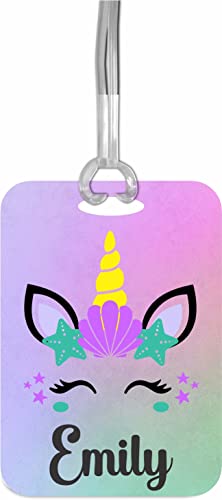 Personalized Unicorn Bag Tag with Strap for Kids Luggage - Cute Gift Idea