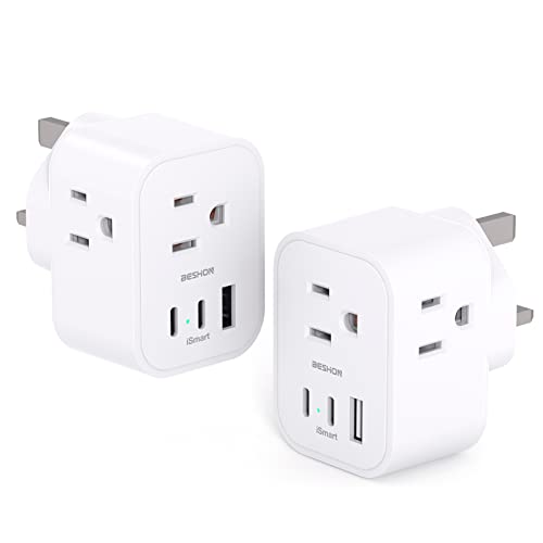[2 Pack] US to UK Travel Plug Adapter