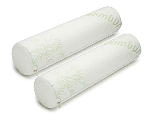 2 Pack Bamboo Cervical Neck Roll Memory Foam Pillow
