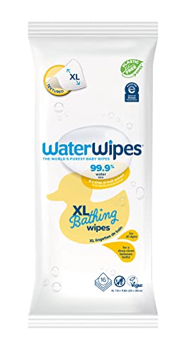 WaterWipes Bundle, Original 720 Count (12 packs) & XL Bathing Wipes 16  Count (1 pack), Plastic-Free, 99.9% Water Based Wipes, Unscented