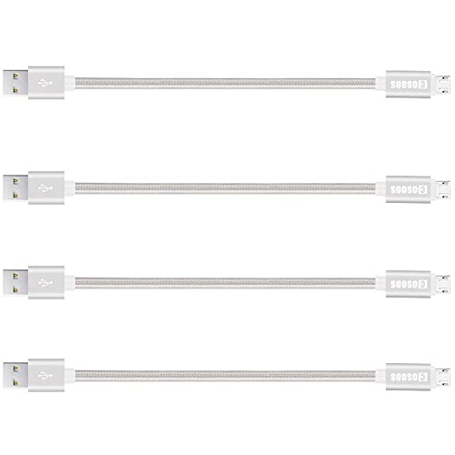 COSOOS Short Micro USB Cable - 4 Pack 9 Inch Nylon Braided Charging and Syncing Short Cords