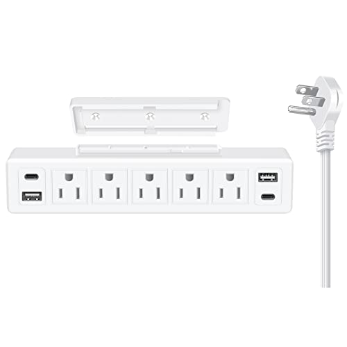 USB C Under Desk Power Strip Surge Protector 9 in 1 Multi Outlet