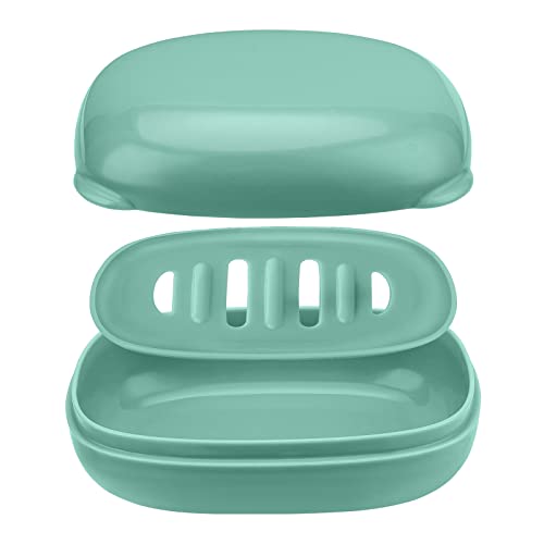 Travel Soap Dish with Lid, Green