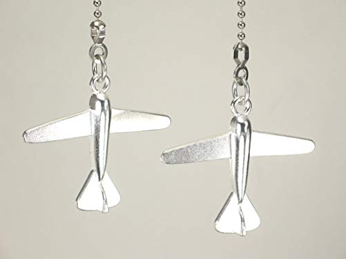 Silvery Metal Airplane Ceiling Fan Pulls Set