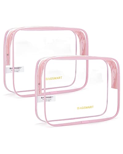 BAGSMART Pink Clear Toiletry Bag 2-Pack