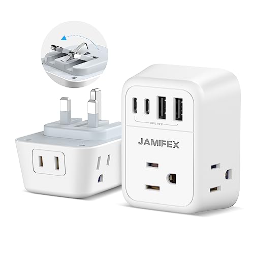 JAMIFEX 8-in-1 Foldable UK Ireland Travel Plug Adapter