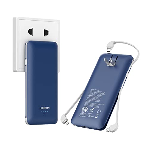 LURBON 10000mAh Power Bank with AC Plug and 3 Cables