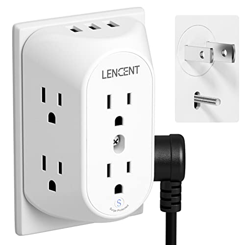 LENCENT 2 Prong Power Strip with USB Ports