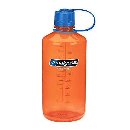 Nalgene Water Bottle, Orange w/Blue Cap