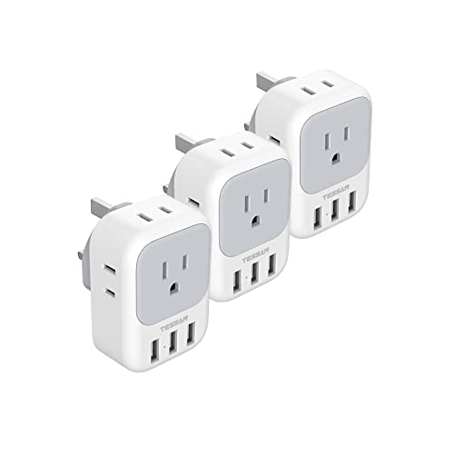 TESSAN UK Plug Adapter 3 Pack - Compact and Versatile