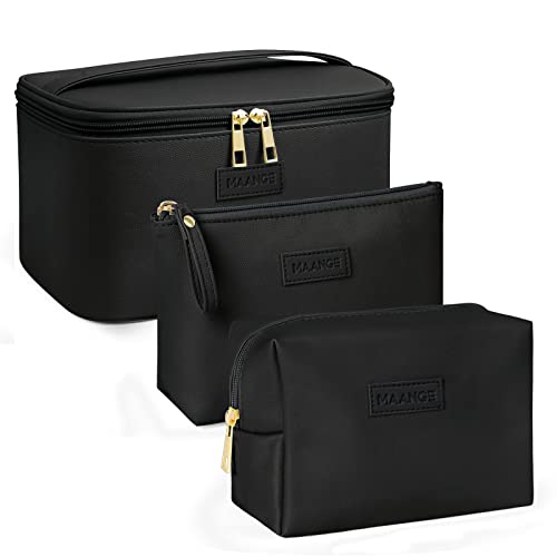 MAANGE Makeup Bag Set - Large Cosmetic Bag with 2pcs Small Makeup Bags