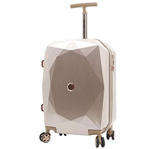 kensie Gemstone Spinner Luggage, Rose Gold, 20-Inch Carry-On