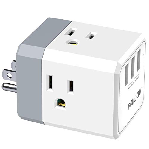 Compact Travel Adapter with USB Ports and Outlet Extender