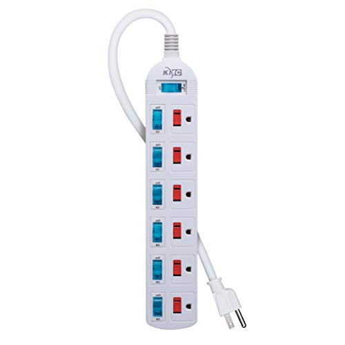 KMC 6 Outlet Power Strip with Switches