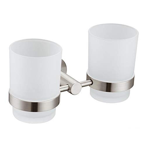 Double Toothbrush Holder with Glass Tumbler