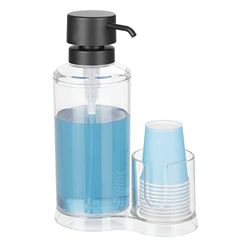 mDesign Mouthwash Dispenser and Cup Storage Organizer