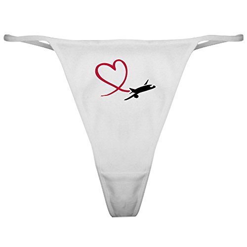 CafePress Airplane Red Heart Classic Thong