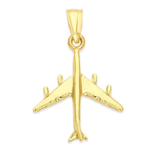 Real Solid Gold Airplane Pendant