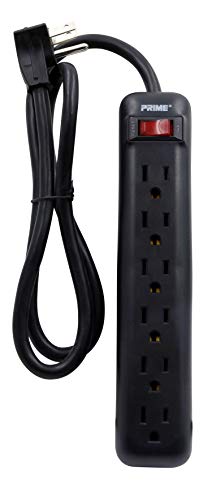 6-Outlet Power Strip with Right Angle Plug, Black
