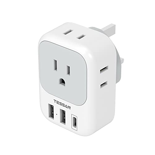 TESSAN Type G Travel Plug Adapter with USB Charger
