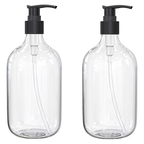 Refillable Clear Plastic Pump Bottles - 2 Pcs
