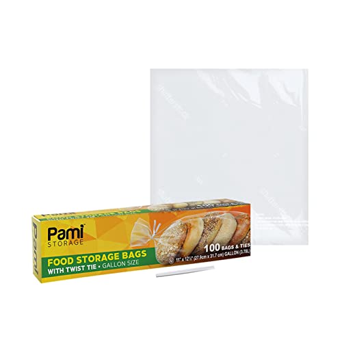 PAMI Food Storage Gallon Size Bags With Twist Ties