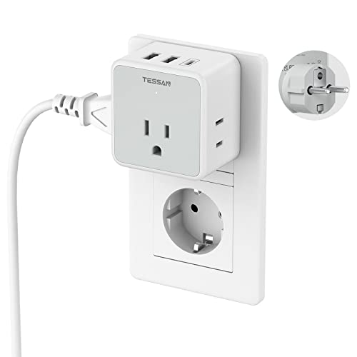 TESSAN Type E F Plug Adapter with USB Ports