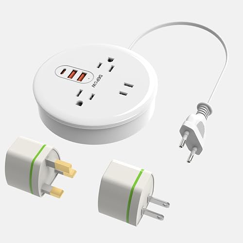 DEPOW European Travel Plug Adapter with USB C