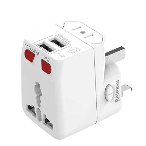 Portable Universal Travel Adapter with 2 USB Ports