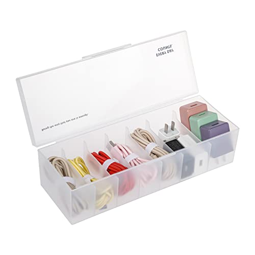 Yesesion Cable Organizer Box with Lid and 7 Compartments