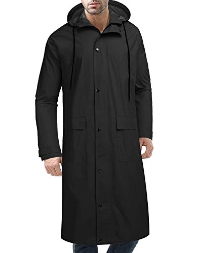 COOFANDY Men's Waterproof Rain Jacket with Hood (Black, Small)