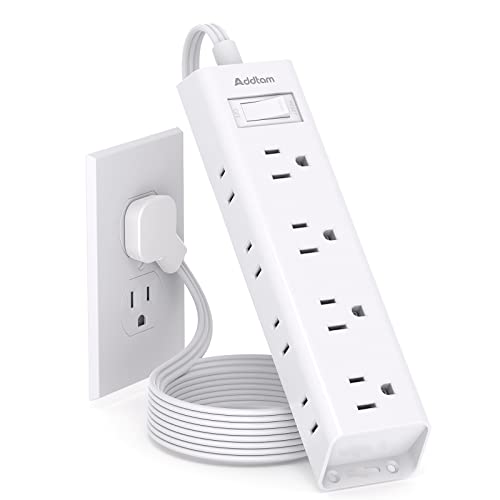 Ultra Thin Flat Extension Cord - Addtam 12 Widely AC 3 Sides Multiple Outlets