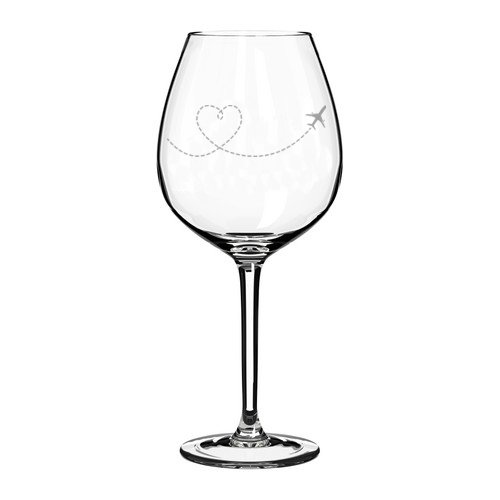 Heart Love Travel Airplane Wine Glass Goblet (20 oz Jumbo)