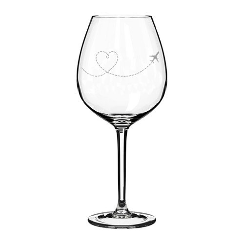 Heart Love Travel Airplane Wine Glass Goblet (20 oz Jumbo)