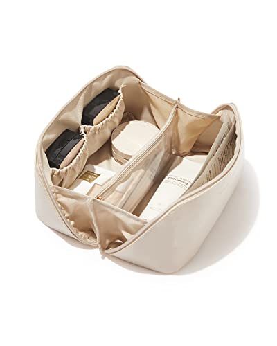 Portable Travel Makeup Bag with Divider and Handle