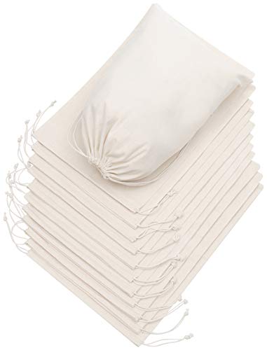 100% Cotton Muslin Drawstring Bags 12-Pack