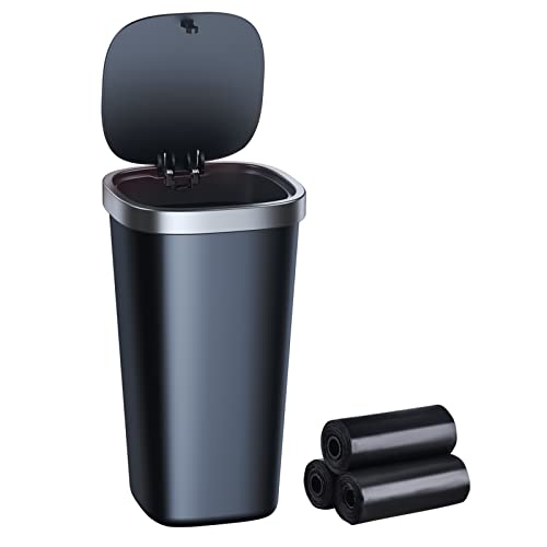  xuenair Mini Car Trash Can with Lid, Cup Holder Trash Can for  Car with 3 Rolls Mini Trash Bags, Waterproof Small Car Garbage Can for Car  Home Office Desk Bedroom -Square