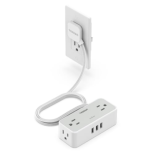 Slim Flat Extension Cord with Surge Protector and Multiple Outlets
