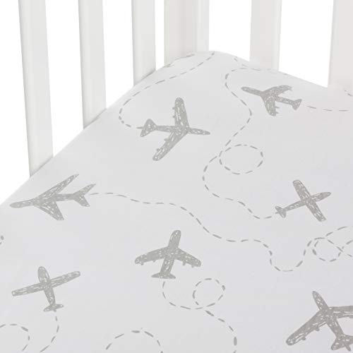 Soft and Breathable Crib Sheet - Grey Airplanes