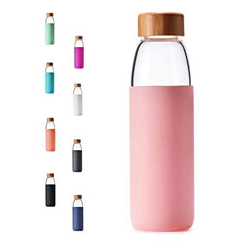 Veegoal Glass Water Bottles 18 Oz Borosilicate