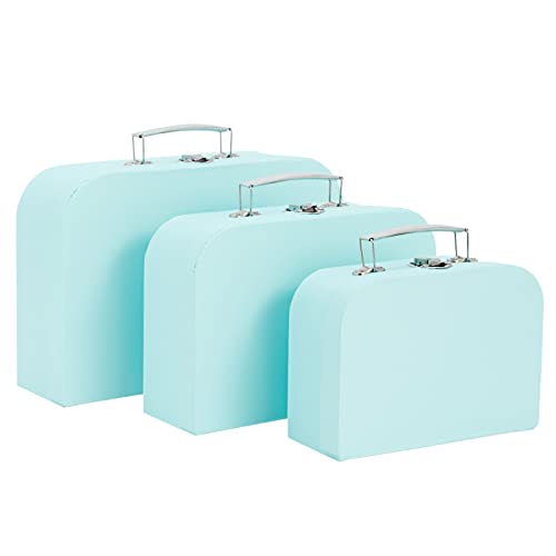 Set of 3 Paperboard Suitcases with Metal Handles